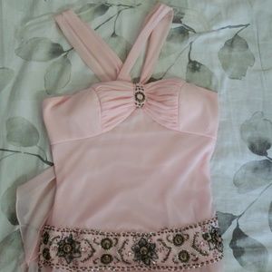 Floor length blush dress